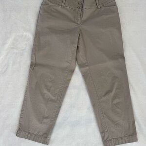 LOFT Beige Button-Accent Trousers